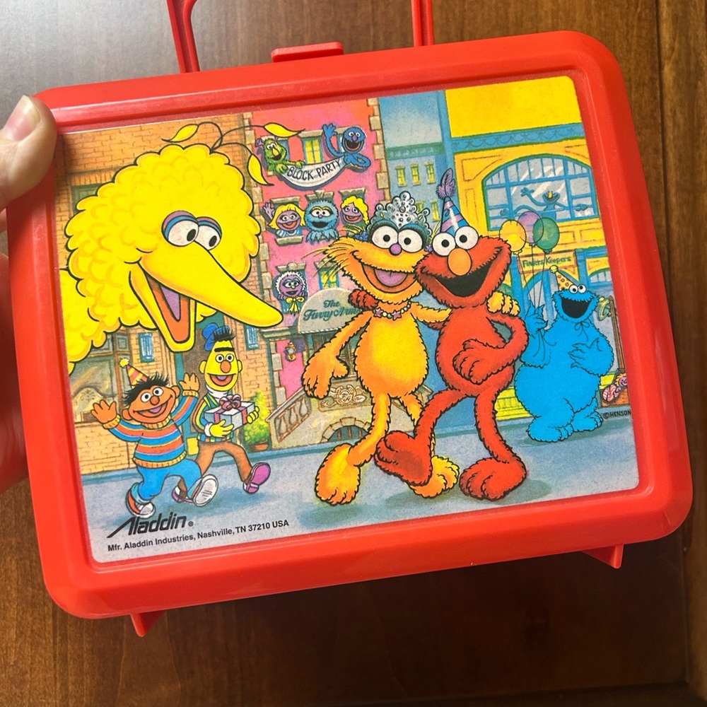 Vintage Aladdin Sesame Street lunch box with thermos